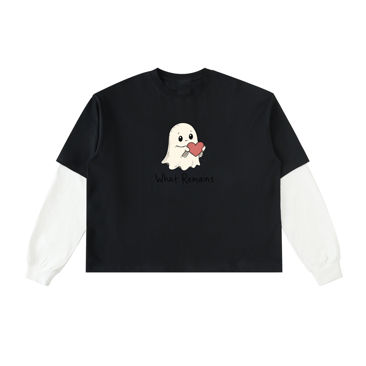 What Remains - Ghostly Love - Layered Contrast Sleeve Cotton T-Shirt